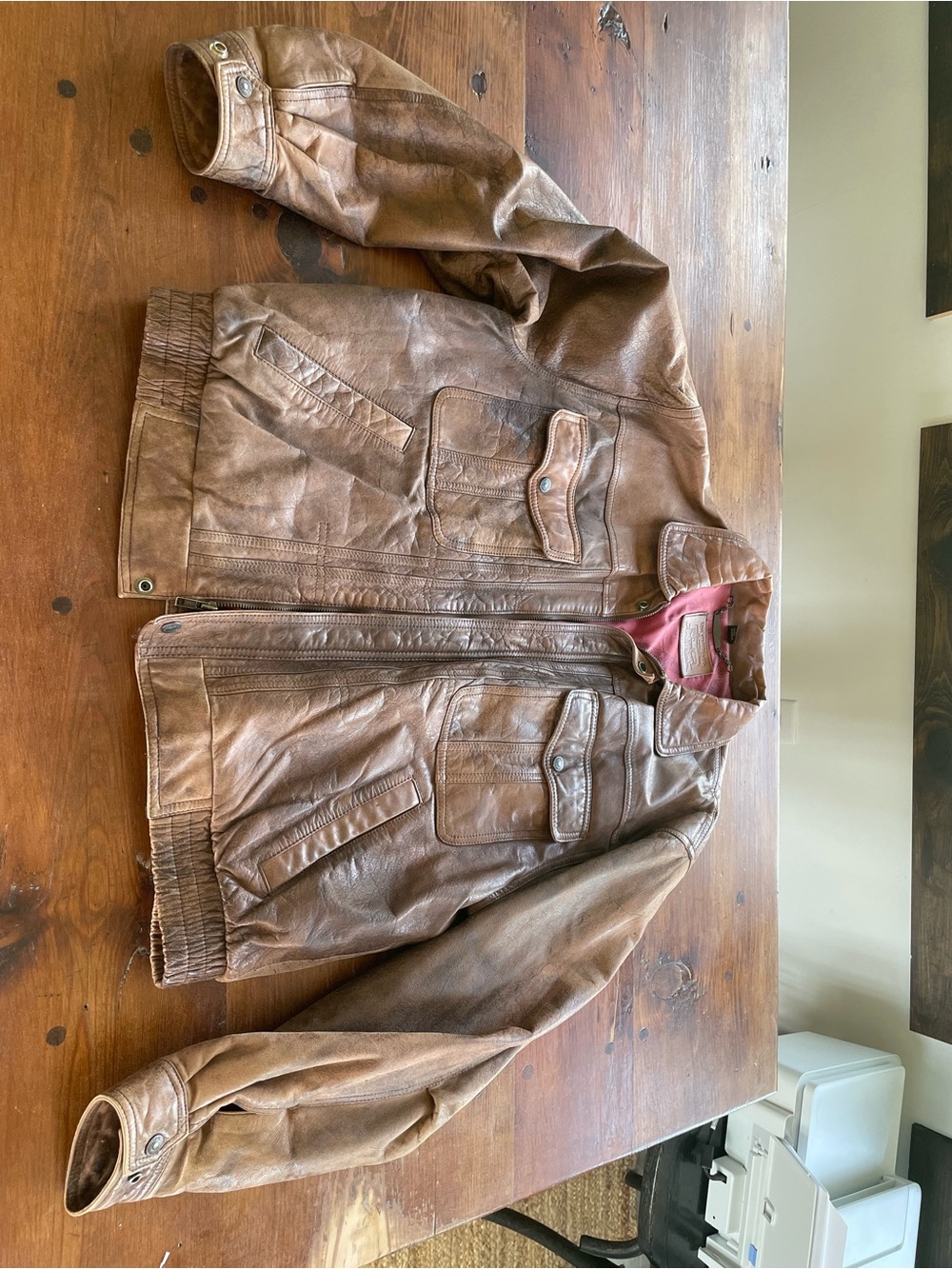 Men's Brown Leather Jacket - Classic Bomber Style